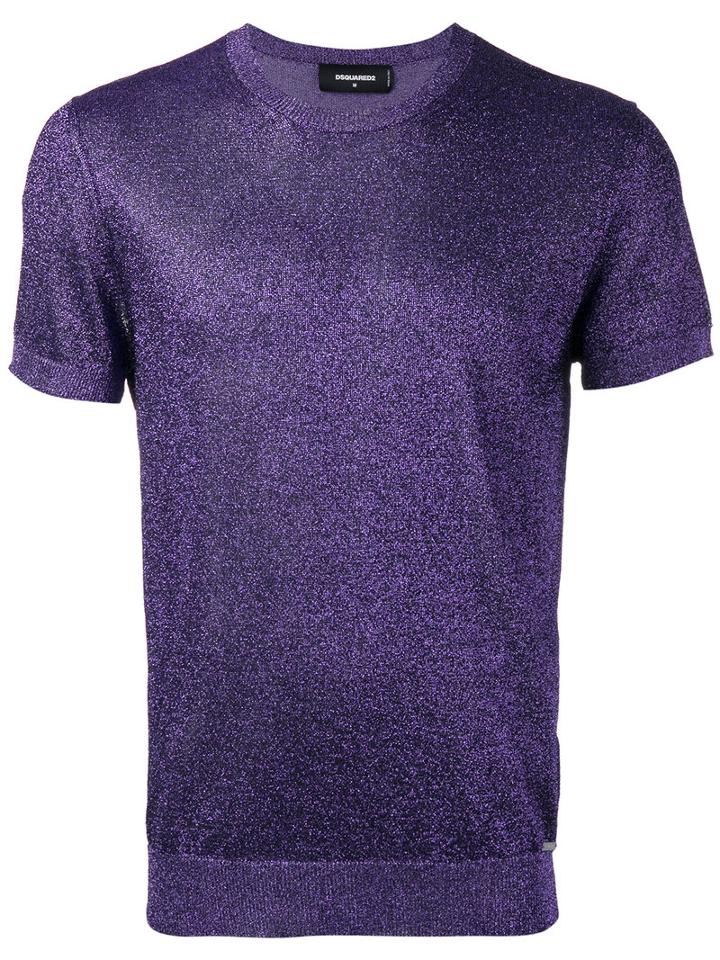 Dsquared2 - Short Sleeve Lurex Knit - Men - Cotton/polyester/viscose - M, Grey, Cotton/polyester/viscose