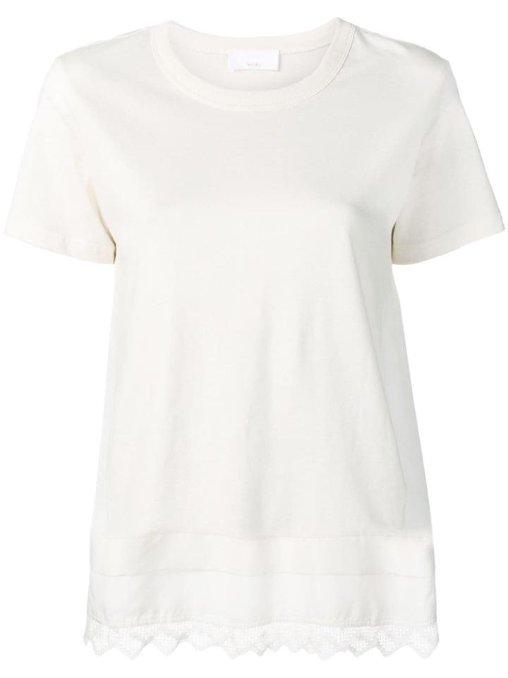 P.a.r.o.s.h. Lace Hem T-shirt - White