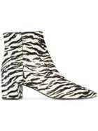 Saint Laurent Tiger Print Ankle Boots - White