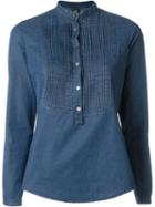 Eleventy Pleated Bib Denim Shirt