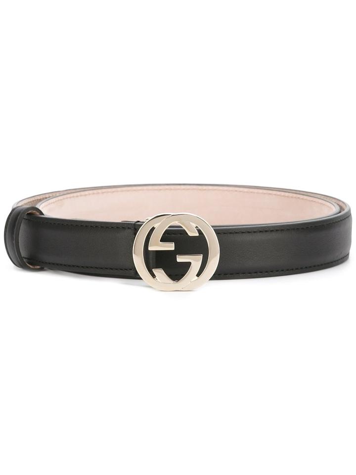 Gucci Gg Buckle Belt, Women's, Size: 95, Black, Leather