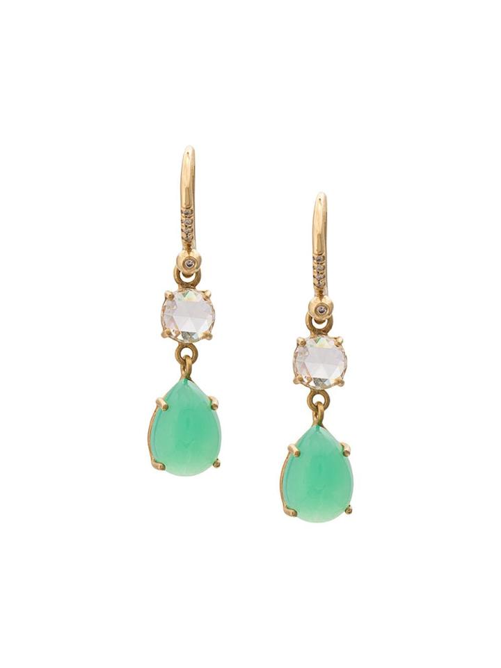 Irene Neuwirth 18kt Yellow Gold Diamond And Chrysoprase Teardrop
