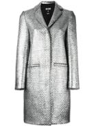 Msgm Woven Single Breasted Coat, Women's, Size: 40, Grey, Acrylic/polyamide/viscose/wool