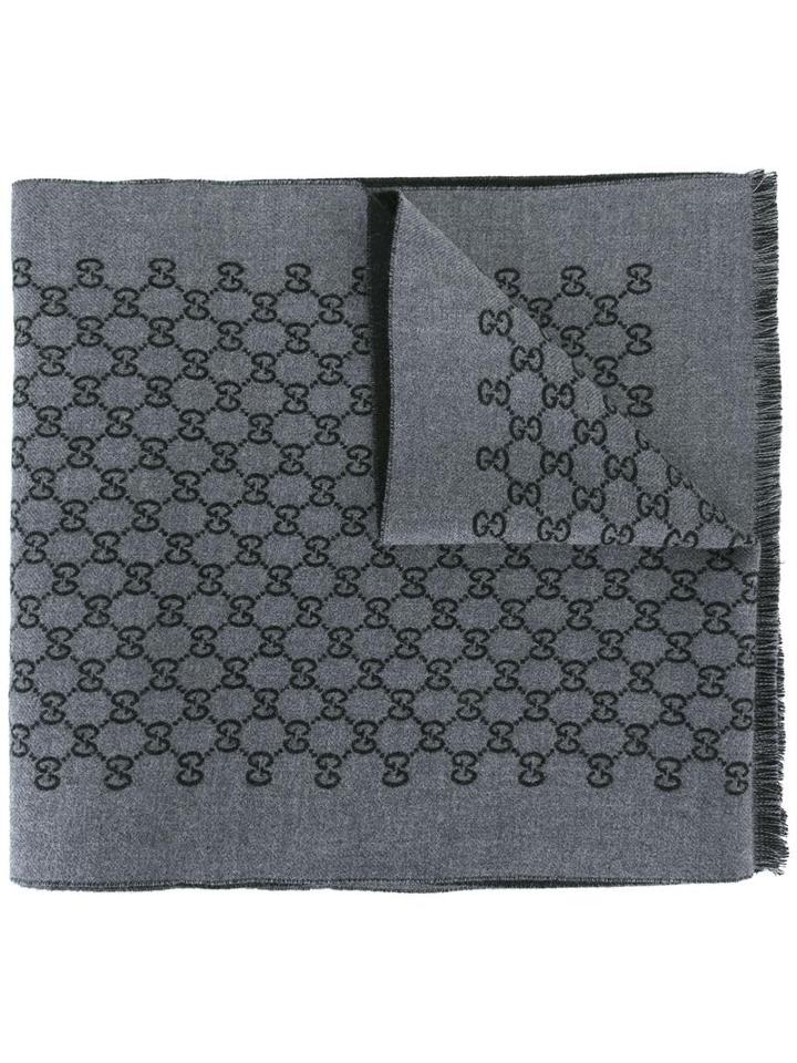 Gucci Gg Jacquard Shawl, Men's, Grey, Wool