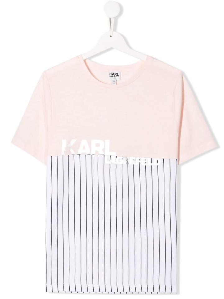 Karl Lagerfeld Kids Contrasting Panel T-shirt - Pink