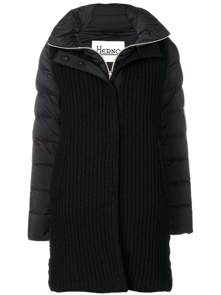 Herno Ribbed Padded Coat - Black
