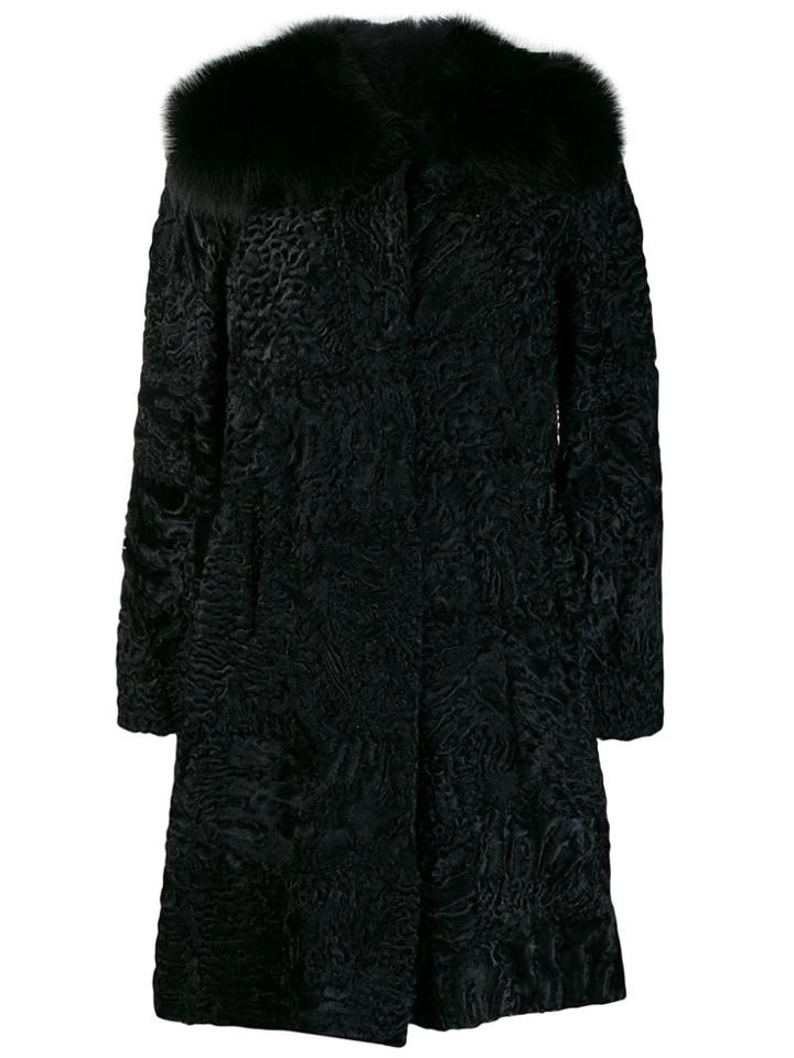 Prada Vintage Jacquard Midi Coat - Black