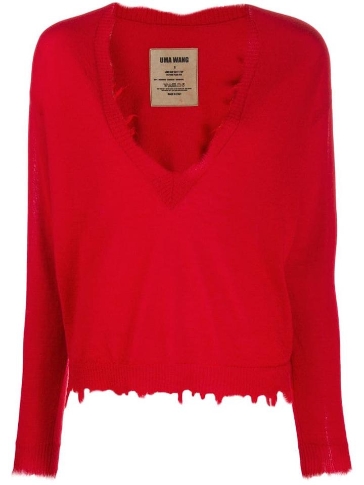 Uma Wang Distressed Cashmere Jumper - Red