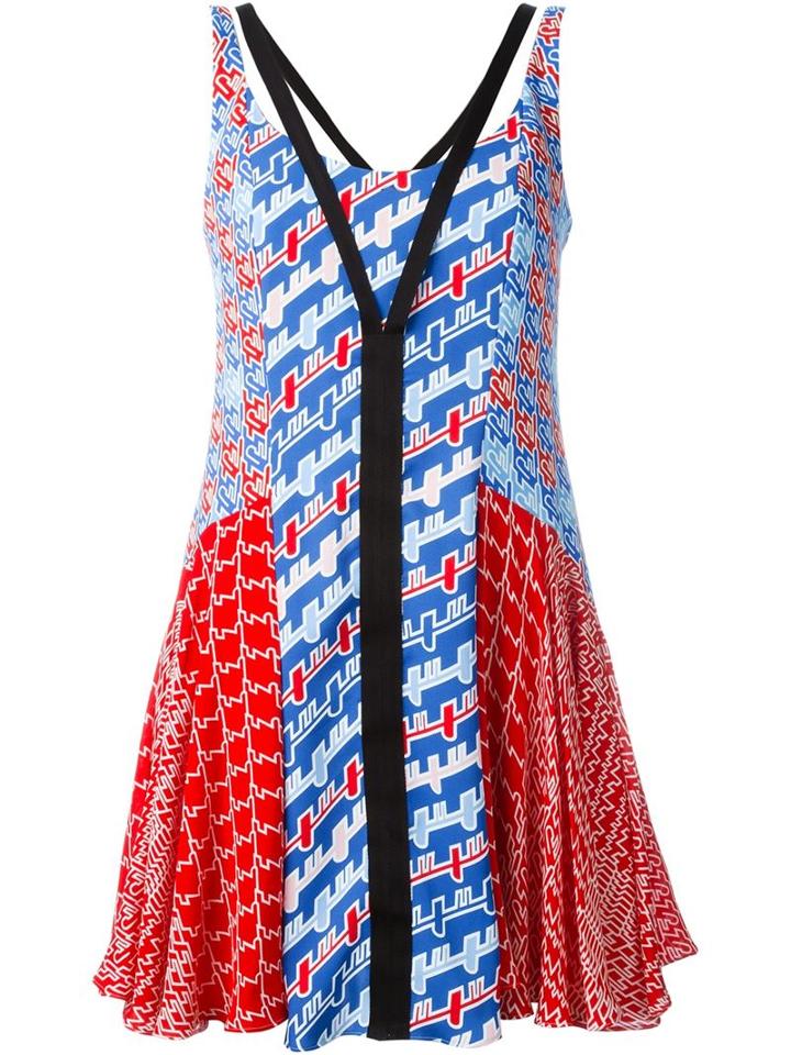 Kenzo Diagonal Stripes Dress, Women's, Size: 40, Red, Polyester/silk