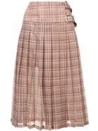 Toga Plaid Print Pleated Skirt - White