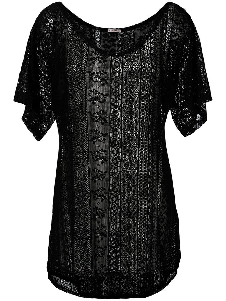 Blue Man Sheer Lace Kaftan, Women's, Size: G, Black, Polyamide/spandex/elastane