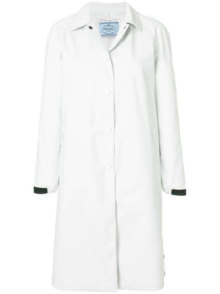 Prada Logo Cuff Coat - White