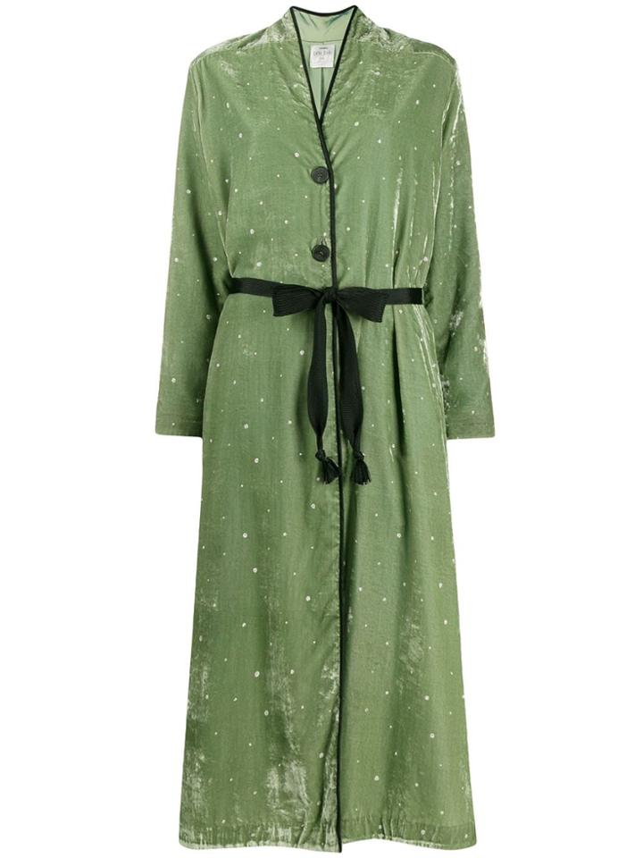 Forte Forte Long Velvet Duster Coat - Green