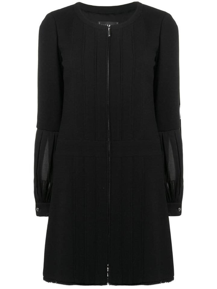 Chanel Pre-owned Puffy Cuffs Ribbed Dress - Black