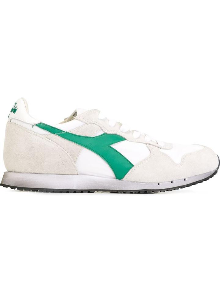Diadora Panelled Sneakers, Men's, Size: 10.5, White, Leather/nylon/rubber