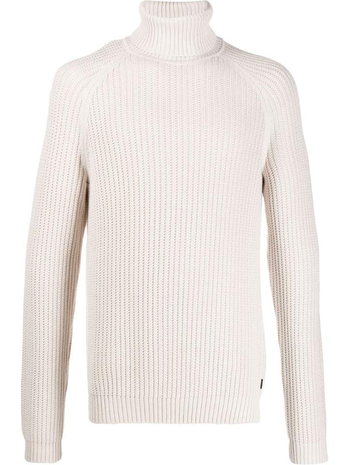 Boss Hugo Boss Ribbed Roll-neck Jumper - Neutrals