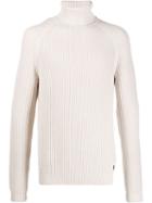 Boss Hugo Boss Ribbed Roll-neck Jumper - Neutrals