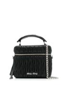 Miu Miu Matelassé Logo Plaque Box Bag - Black