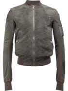 Rick Owens Cropped Bomber Jacket, Men's, Size: 50, Green, Cotton/lamb Skin/cupro/virgin Wool