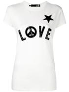 Love Moschino Sequin Embellished T-shirt, Women's, Size: 44, White, Cotton/spandex/elastane