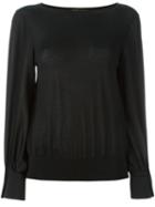 Agnona Button Cuff Jumper, Women's, Size: 40, Black, Silk/cashmere