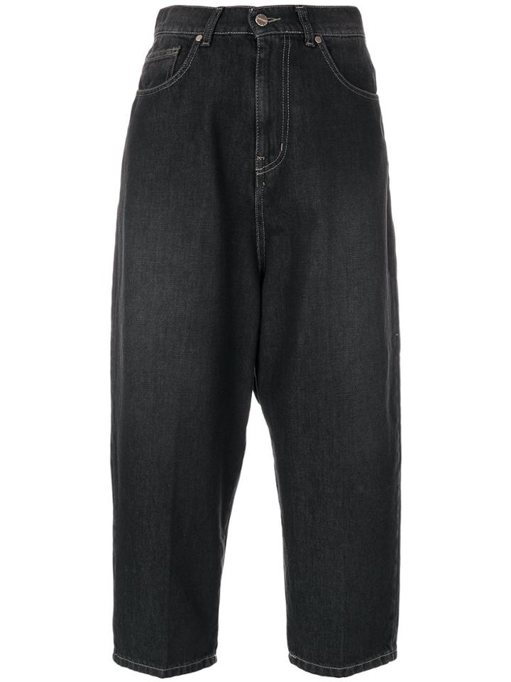 Twin-set Cropped Boyfriend Jeans - Black