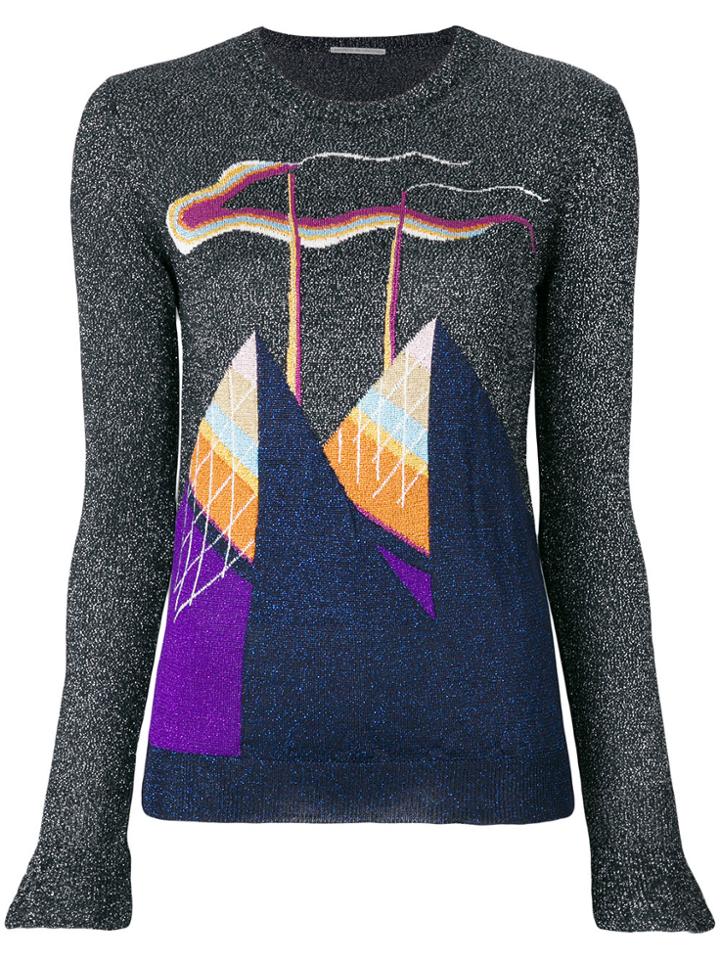 Marco De Vincenzo Glitter Top With Embroidered Print - Black