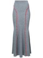Alexander Mcqueen Lace-up Maxi Skirt - Grey