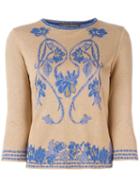 Alberta Ferretti Floral Jacquard Knit Jumper