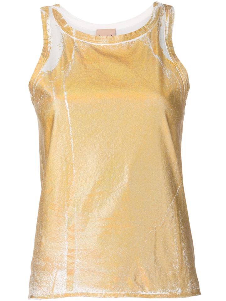 Nude Metallic Sheen Tank Top - Gold