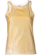 Nude Metallic Sheen Tank Top - Gold