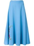 Vivetta Floral Embroidery A-line Skirt, Women's, Size: 40, Blue, Spandex/elastane/virgin Wool/polyimide/viscose
