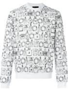 Versace Perfume Bottle Print Sweatshirt, Men's, Size: S, White, Cotton