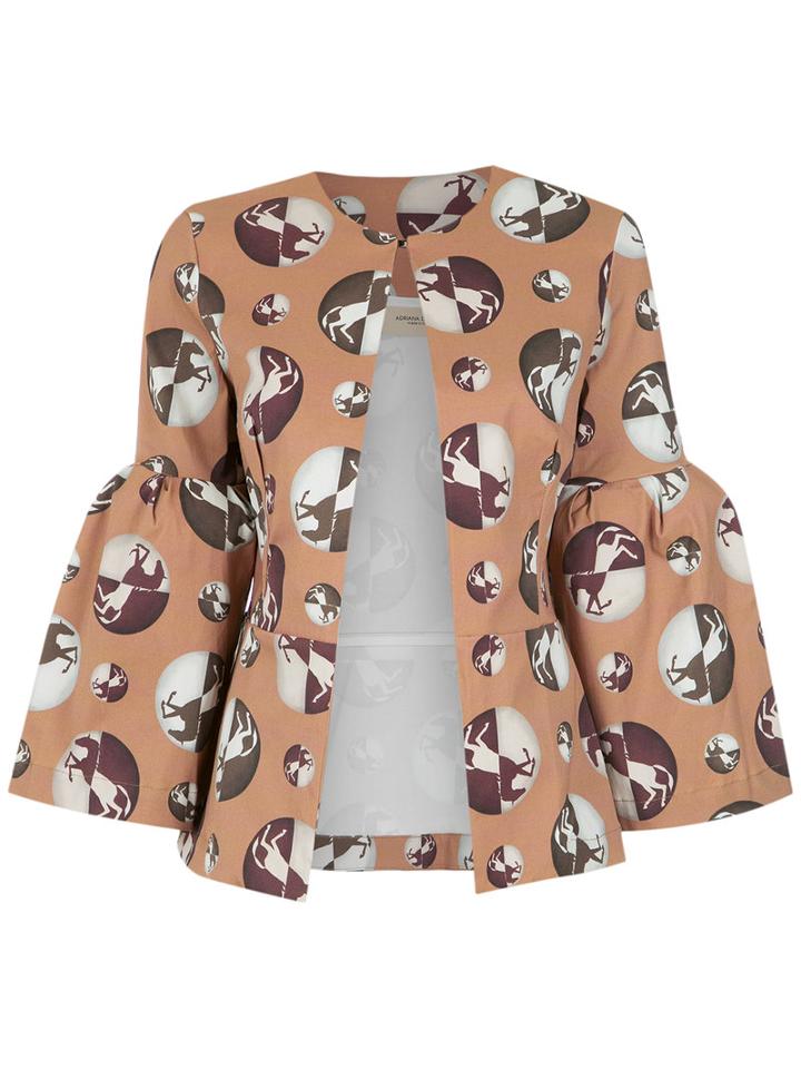 Adriana Degreas - Printed Coat - Women - Cotton/spandex/elastane/viscose - P, Brown, Cotton/spandex/elastane/viscose
