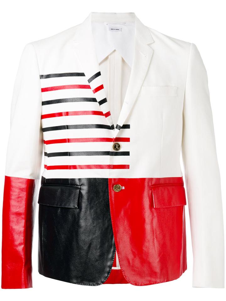 Colour Block Blazer - Men - Cotton/palm Glycerine - 3, White, Cotton/palm Glycerine, Thom Browne