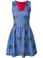 Frankie Morello Printed Sleeveless Mini Dress - Blue