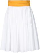 Paule Ka - Woven Midi Skirt - Women - Cotton/spandex/elastane - 38, Women's, White, Cotton/spandex/elastane