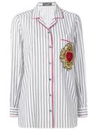 Dolce & Gabbana Striped Brooch Detail Blouse - Grey