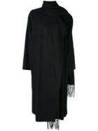 Ujoh Scarf Detailed Draped Coat - Black