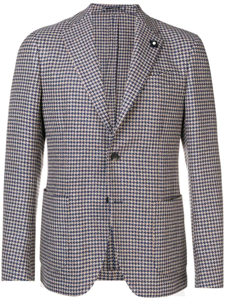 Lardini Checked Single-breasted Blazer - Blue