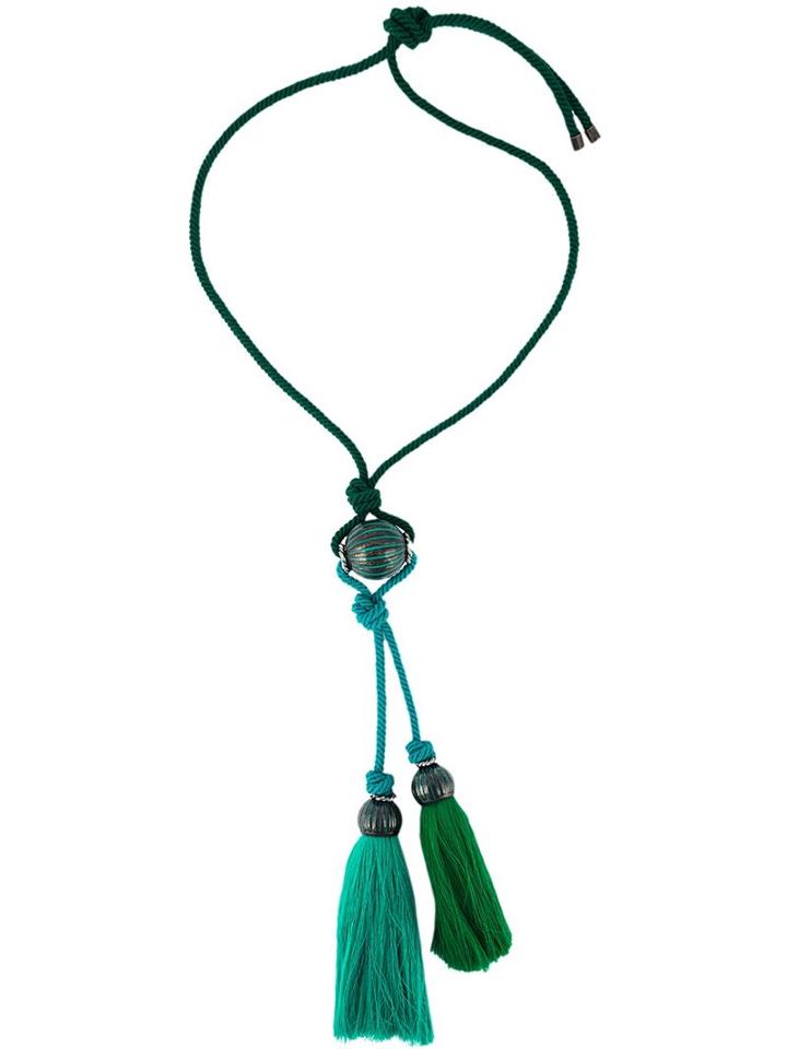 Lanvin Tasseled Rope Necklace, Women's, Green, Cotton/polyester/brass/acetate