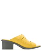 Mara Mac Block Heel Leather Mules - Yellow