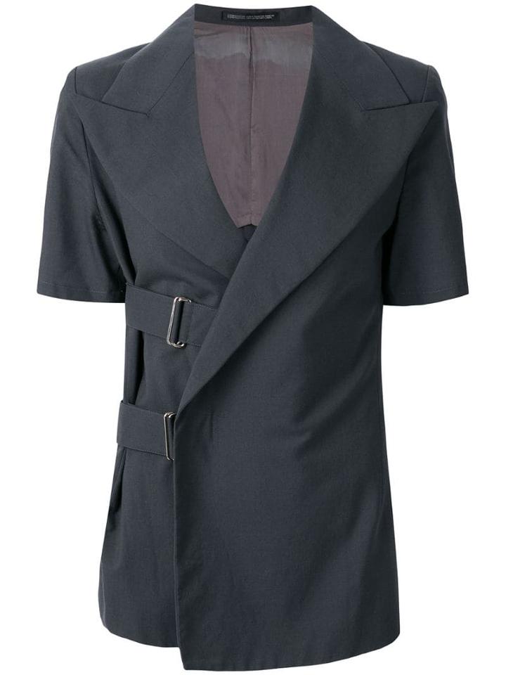 Yohji Yamamoto Pre-owned Pointed Lapels Belted Jacket - Grey