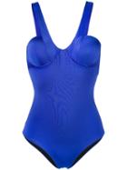 Moeva - V-neck Swimsuit - Women - Polyamide/spandex/elastane - S, Blue, Polyamide/spandex/elastane