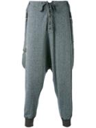 Drop-crotch Drawstring Trousers - Men - Silk/wool/cotton - 3, Blue, Silk/wool/cotton, Greg Lauren