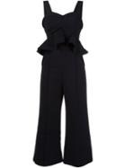 Self-portrait Peplum Flared Jumpsuit, Women's, Size: 6, Black, Cotton/polyester