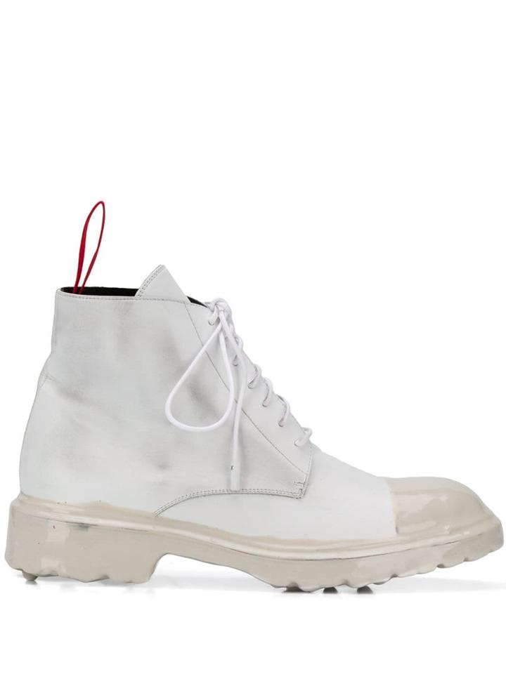 424 Distressed Lace-up Boots - White