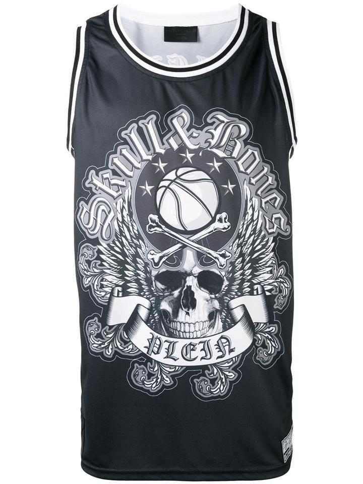 Philipp Plein Skull Logo Basketball Vest, Men's, Size: Medium, Grey, Polyester