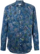 Etro Floral Print Shirt, Men's, Size: Xl, Blue, Cotton
