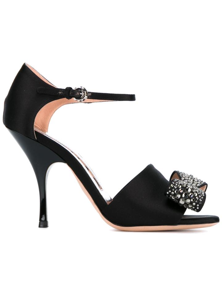 Rochas Embellished Bow Sandals - Black